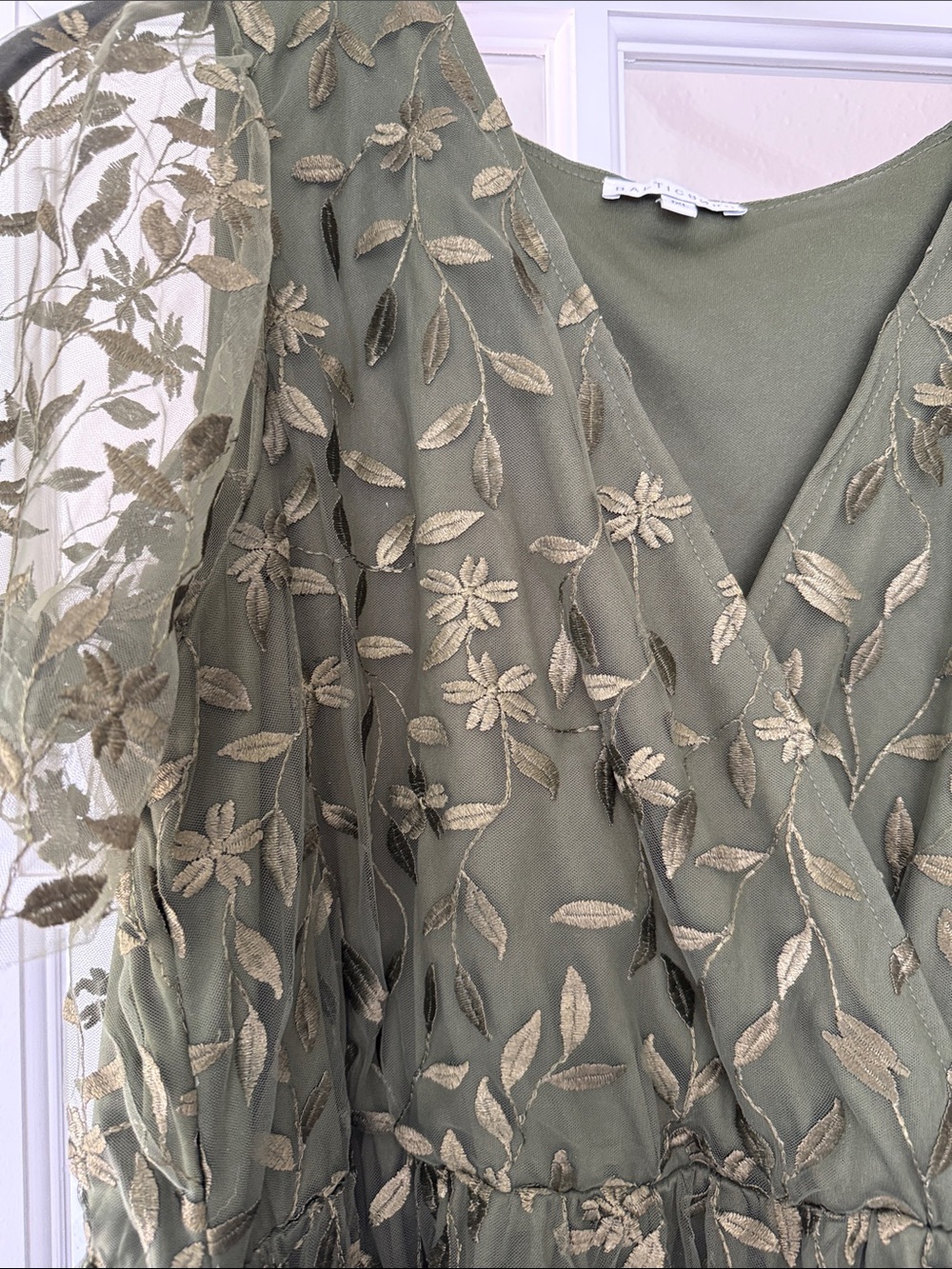 Baltic Born Olive Green Embroidered V-Neck Maxi Dress 1Xl - Picture 4 of 4